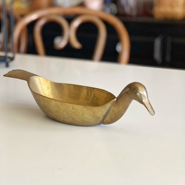 Solid Brass Duck Bird Dish / Catch-All Tray / Vessel