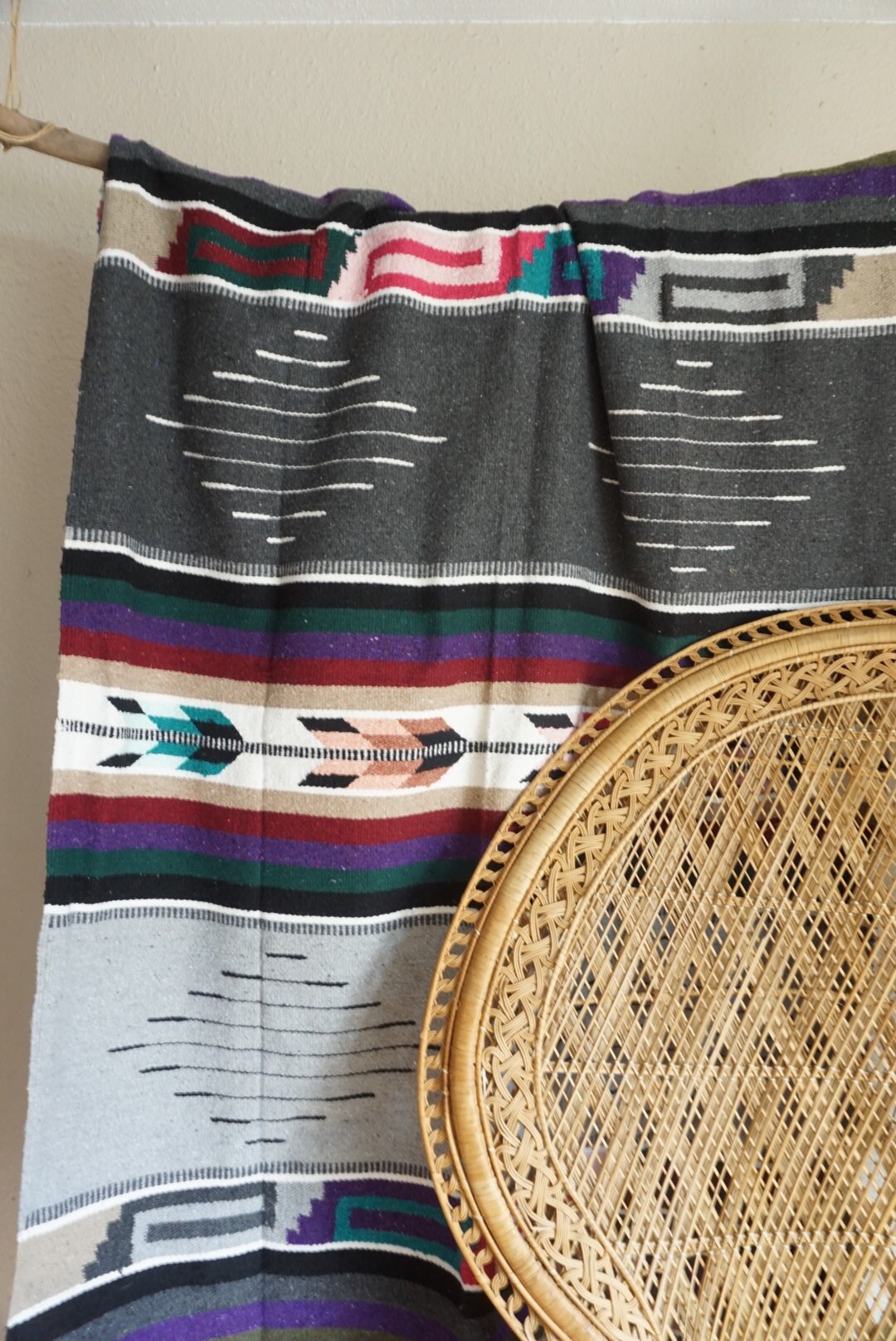 Large Colorful Wool Blanket / Tapestry / Throw