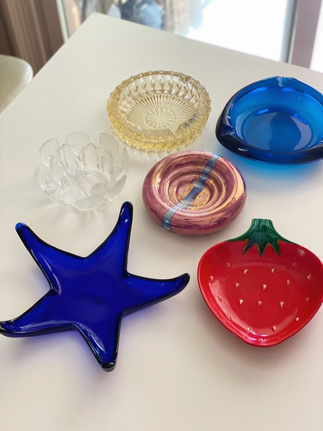 Vintage Cobalt Blue Star Shaped Glass Candy Dish / Catch All Tray / Ashtray Etsy