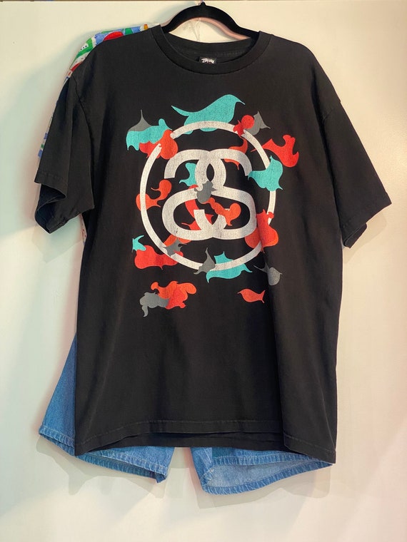 90's Stussy Monogram Long Sleeve Cotton Shirts Black - Size M