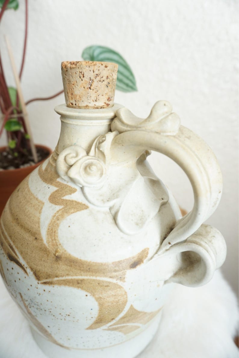 Large Vintage Ceramic Jug with Cork Lid Etsy