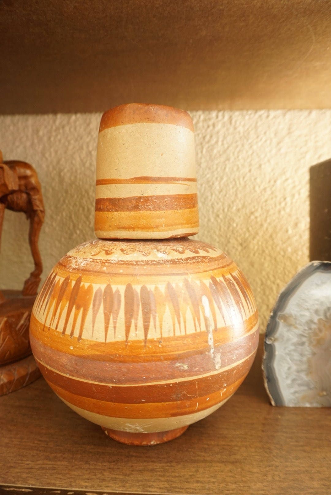 Vintage Mexican Water Jug with Matching Mug Cup