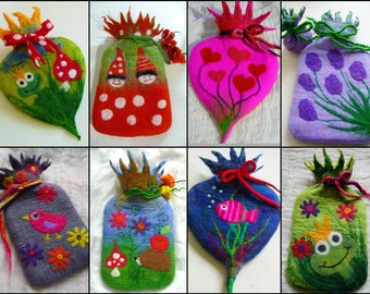 hot water bottle, felted cosy, cover, handmade, felted wool, MADE TO ORDER, waldorf inspired, cooling pillow, cooling pad