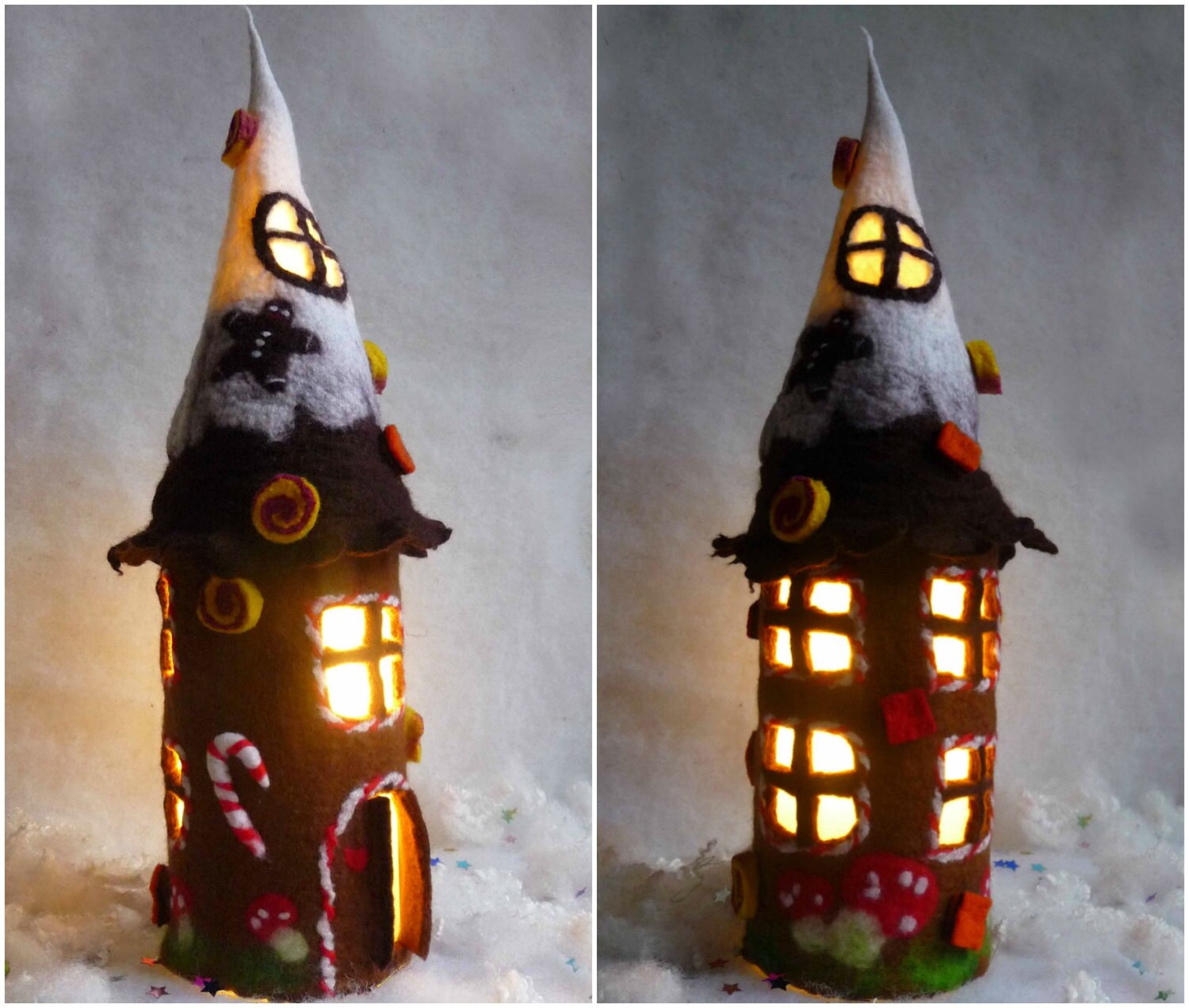 Felted Christmas House Gingerbread House Tea Light Holder Etsy