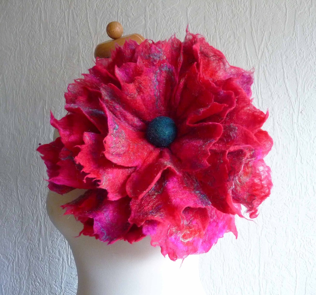 Felted Flower Corsage Pin Brooch, Handmade, Felted Wool Flower