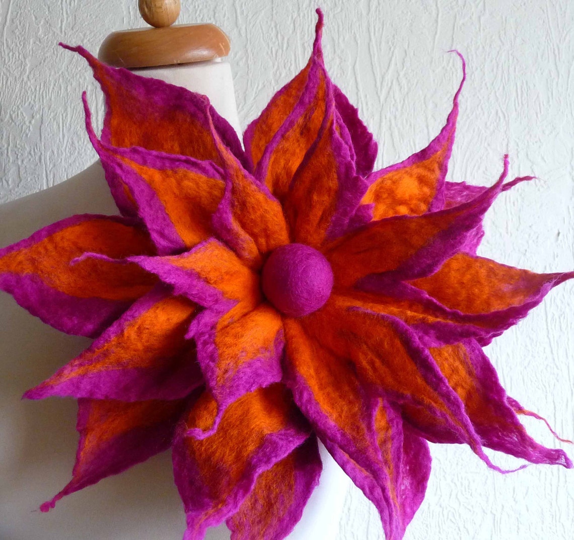Felted flower corsage pin brooch handmade felted wool Etsy