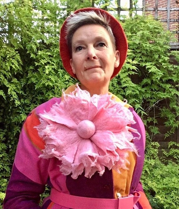 Pale Pink Flower Brooch Wedding Large Felted Flower Bride Felt