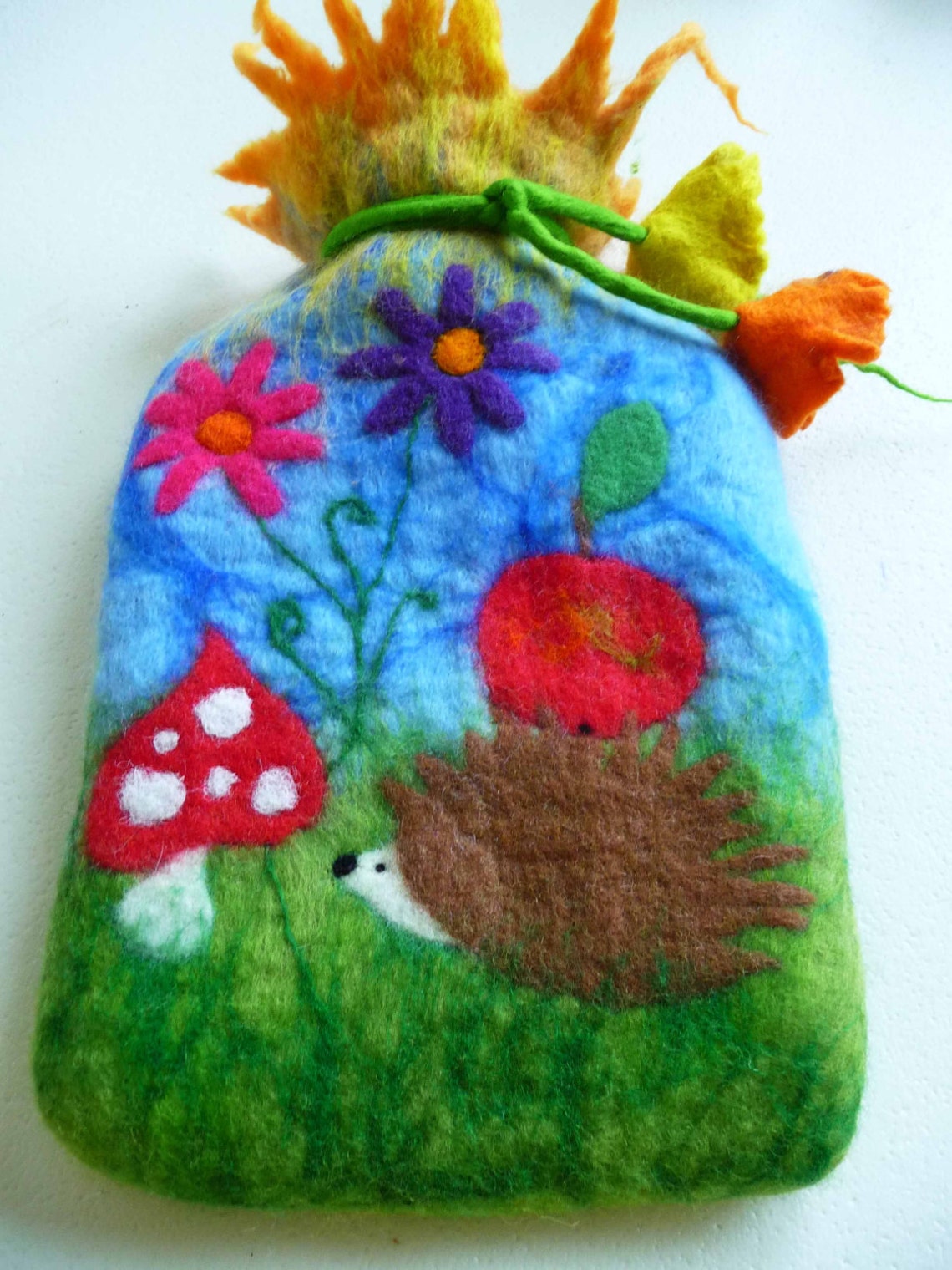 Hot Water Bottle Felted Cosy Cover Handmade Felted Art to Etsy UK