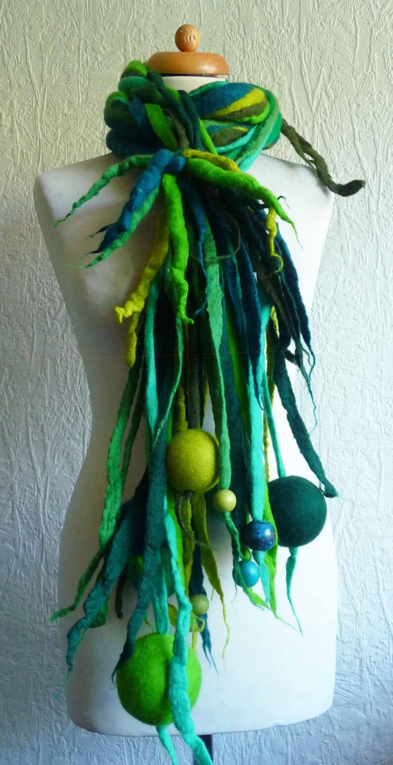 Custom Made Felted Wool Necklace Lariat Belt scarf Etsy