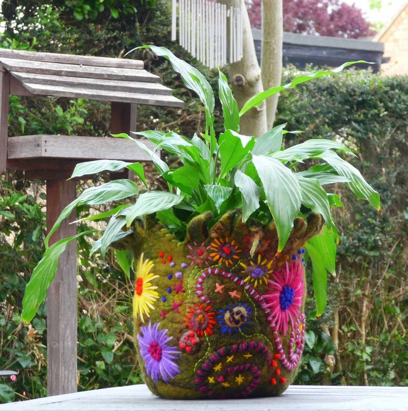 Felted Plant Pot Storage Ornament Decoration Vessel Etsy