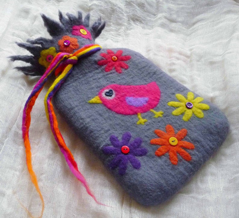 Hot water bottle felted cosy cover handmade felted wool Etsy