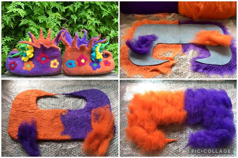 Made to order Handmade felted wool slippers pixie fairy boots size, eco friendly, handcrafted image 5