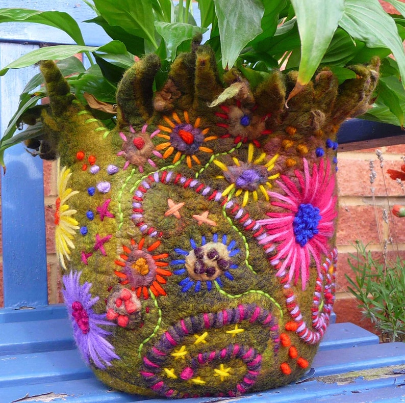 Felted Plant Pot Storage Ornament Decoration Vessel Etsy
