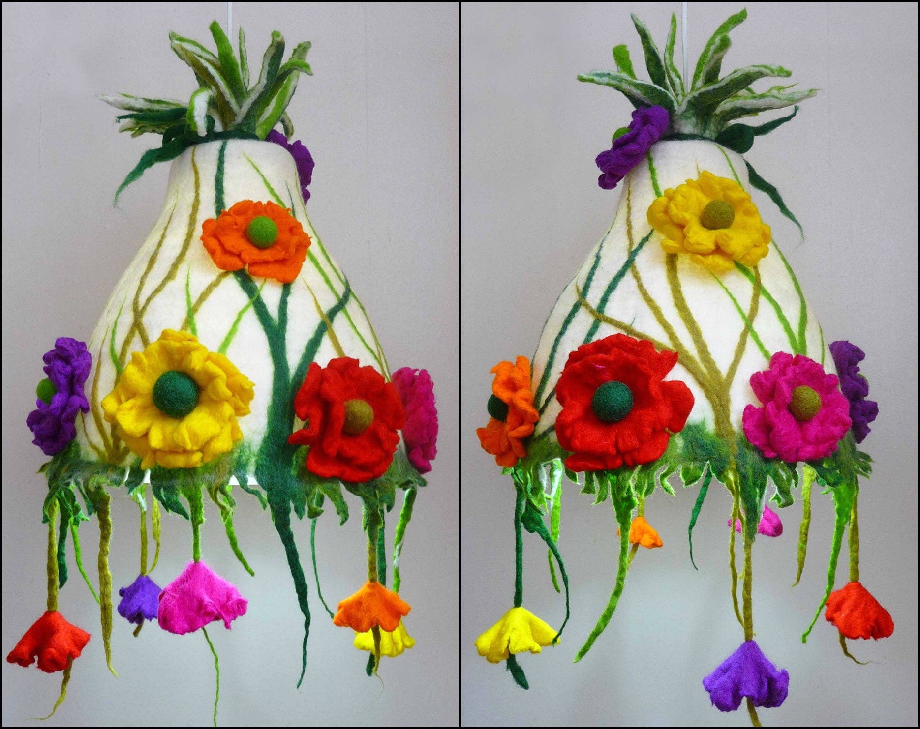 felted flower lamp fairy lamp lampshade handmade wool Etsy