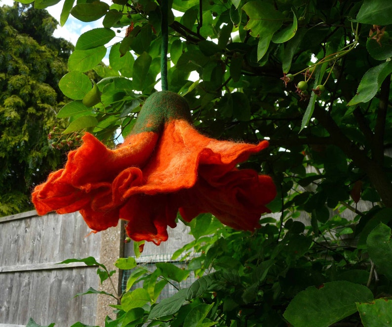 large felted flower, hanging window decoration, felt flower, flower ornament, spring decoration, wedding decor, floral decor, flowers image 3