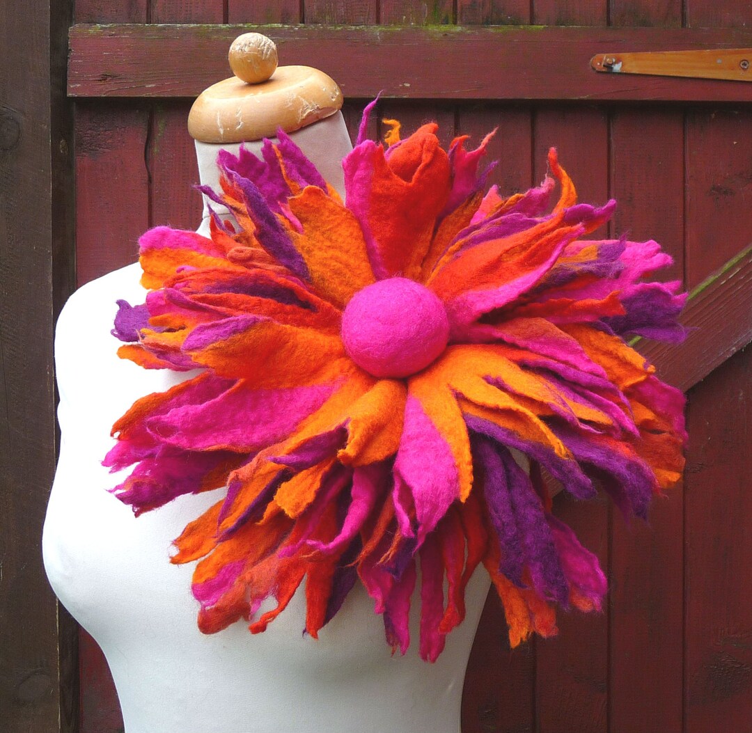 Felted Flower Corsage Pin Brooch, Handmade, Felted Wool Flower