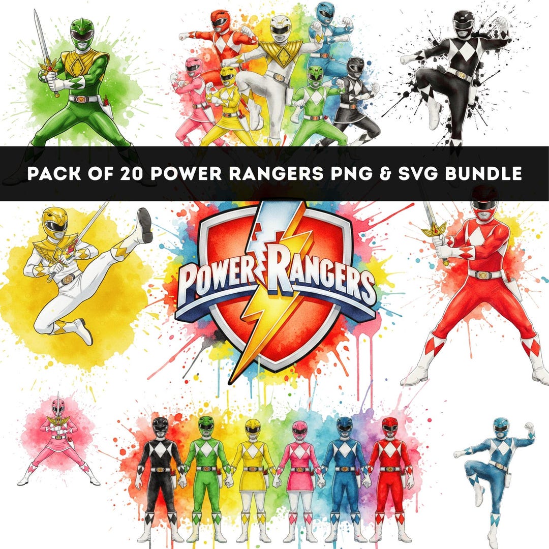 Power Rangers Stickers PNG SVG Bundle | Power Ranger Clipart | 20 ...