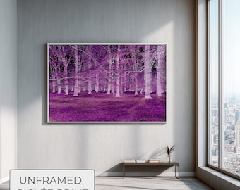 Violet Forest Fine Art Print - Infrared Landscape Photography, Surreal Nature Art, Large Purple Woods Poster, Giclée Print for Modern Home