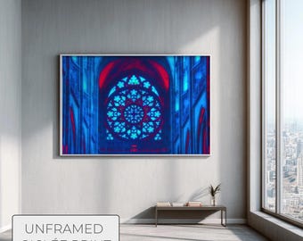 Gothic Wall Art | Mystical Cathedral Stained Glass Print | Dark Academia Decor | Moody Architecture Poster