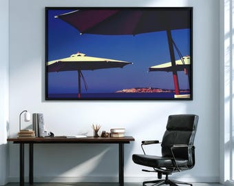 Summer Wall Art, Retro Beach Print, Italian Riviera Art, Minimalist Beach Art, Vintage Summer Decor, Blue and Yellow Art Print