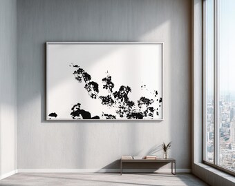 Japanese Print, Masculine Wall Art, Ink Wash Painting, Zen Wall Art, Minimalist Cherry Blossom Ink, Monochrome Botanical, Digital Download