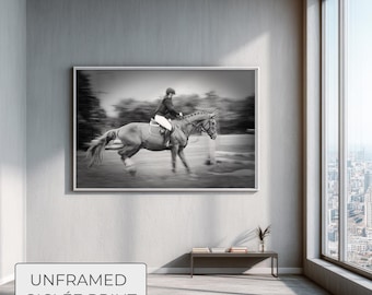 The Soul of Speed – Minimalist Black & White Horse Motion Art, Fine Art Panning Photography, Equestrian Wall Decor, Museum Quality Print
