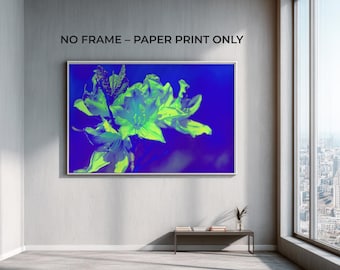 Neon Botanical Giclée Art Print, Cyberpunk Flower Wall Art, Dopamine Decor, Vibrant Plant Poster, Modern Living Room, Large Scale Print