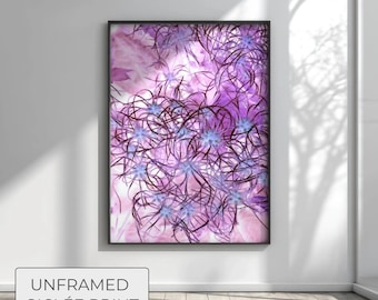 Lavender Floral Wall Art, Dreamy Purple Abstract Print, Giclée Botanical Poster, Soft Ethereal Bedroom Decor, Pastel Organic Shapes Art