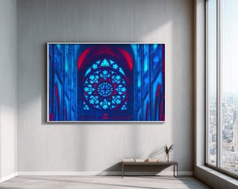 Gothic Wall Art | Mystical Cathedral Stained Glass Print | Dark Academia Decor | Moody Architecture Poster | Digital Download