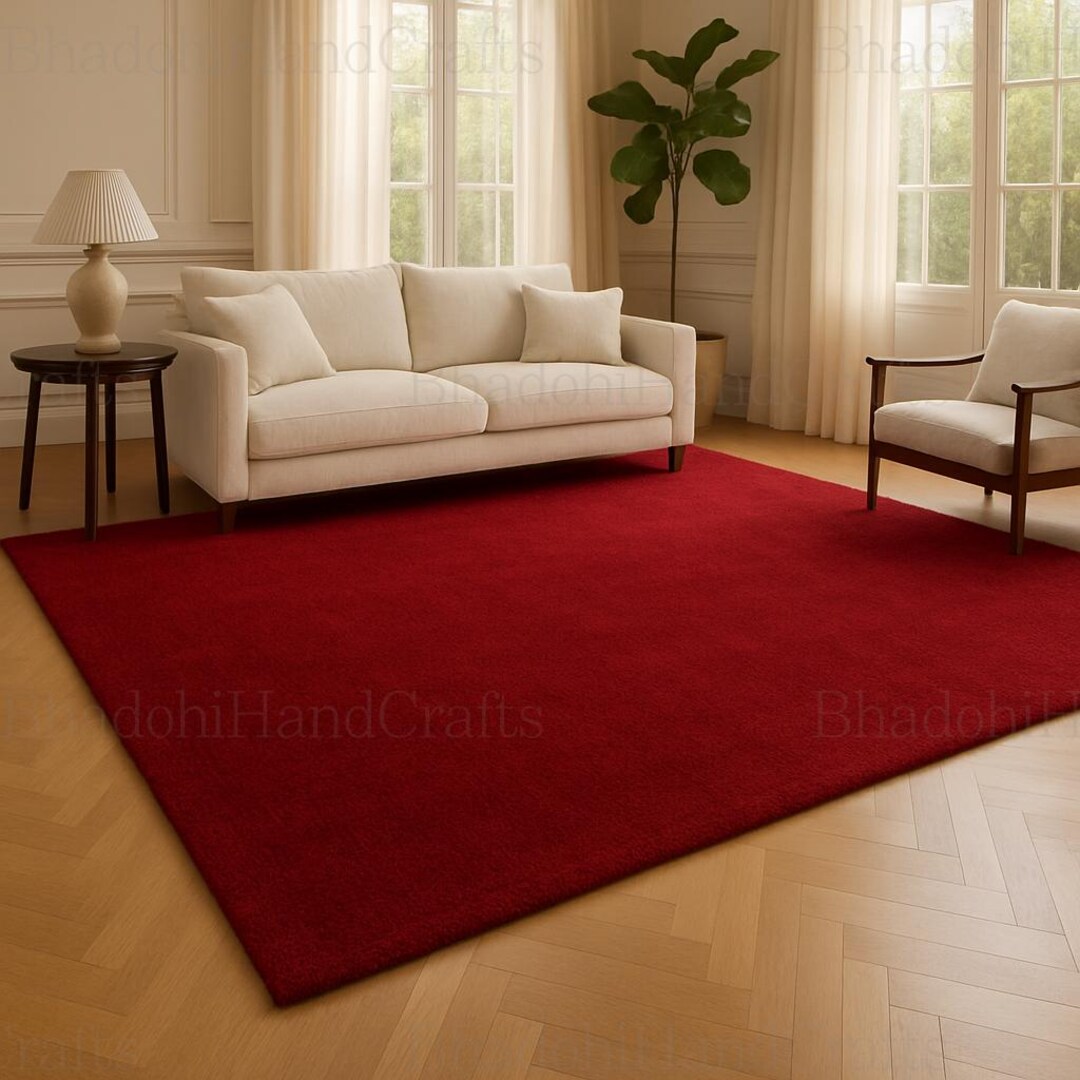 Hand Tufted Mahogany Red Rug – Custom Solid Color Carpet - Etsy