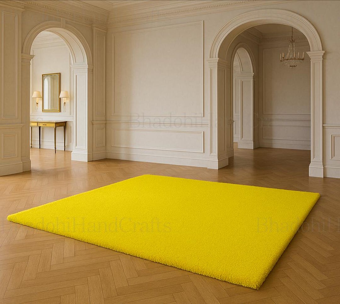 Cyber Yellow Hand-tufted Rug | Modern Accent Rug, Custom Size - Etsy