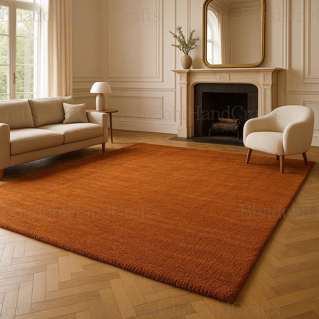 Hand Tufted Copper Area Rug | Modern Minimalist Carpet - Etsy