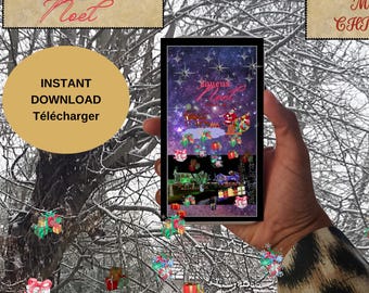 Carte de voeux numériques. Carte éléctronique de Noel. Imprimable. Animée et Non animée; MP4, PNG, PDF Files.