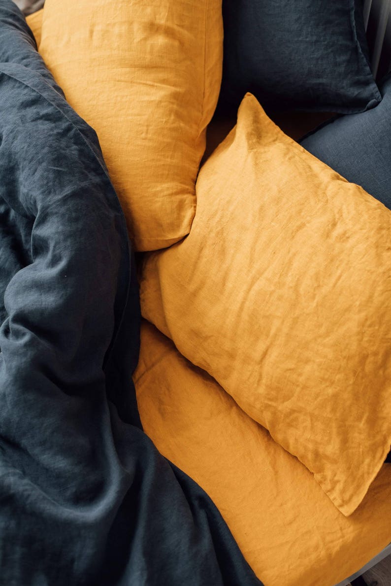 Charcoal Fitted sheet 100/% Flax Linen Seamless Washed Softened Twin XL Single Full Queen King Cal King \\ All size