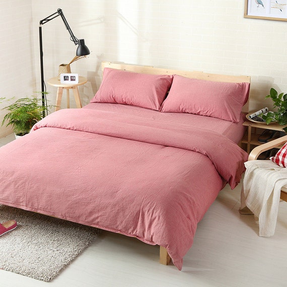 Duvet Cover 100 Linen Flax Dusty Rose Color Seamless
