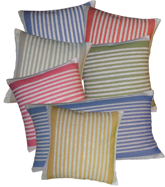 Cushion Cover Ticking Stripe 100% Linen Grey Pillow Case Rough BasketWeave Rustic Country Colorful and Stylish Pick Your Size and Color Cushion Cover Ticking Stripe 100% Linen Grey Pillow Case Rough BasketWeave Rustic Country Colorful and Stylish Pick Your Size and Color