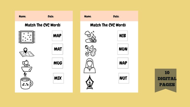 CVC Words Worksheet Printable | Word Builder | Preschool, Kindergarten ...