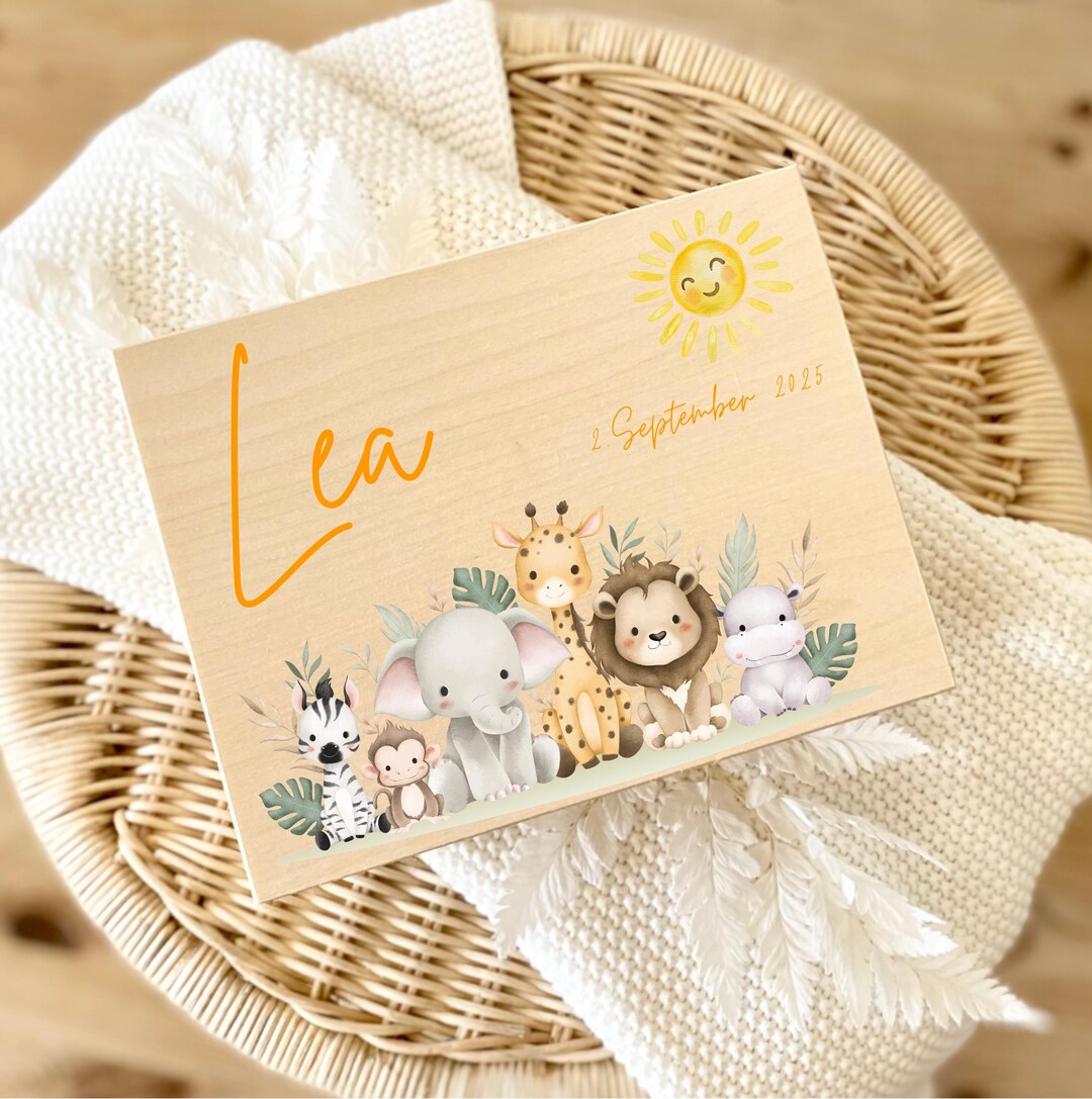 Personalized Baby Memory Box, Wooden Child's Keepsake Box With Cute ...