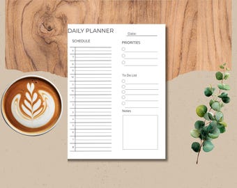 Minimalist Daily Planner Printable template, Undated To-Do List (Digital Download), A5/Half Size/A4/Letter