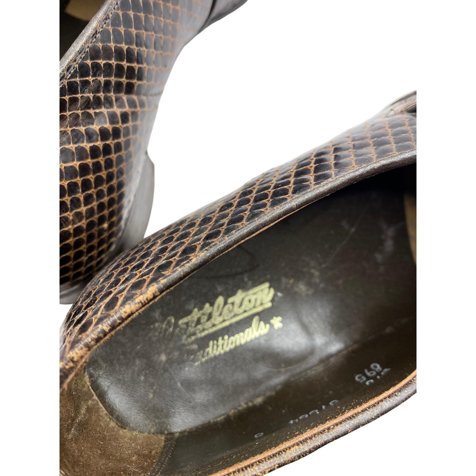 Nettleton Traditionals Brown Snakeskin Loafers Mens 9 