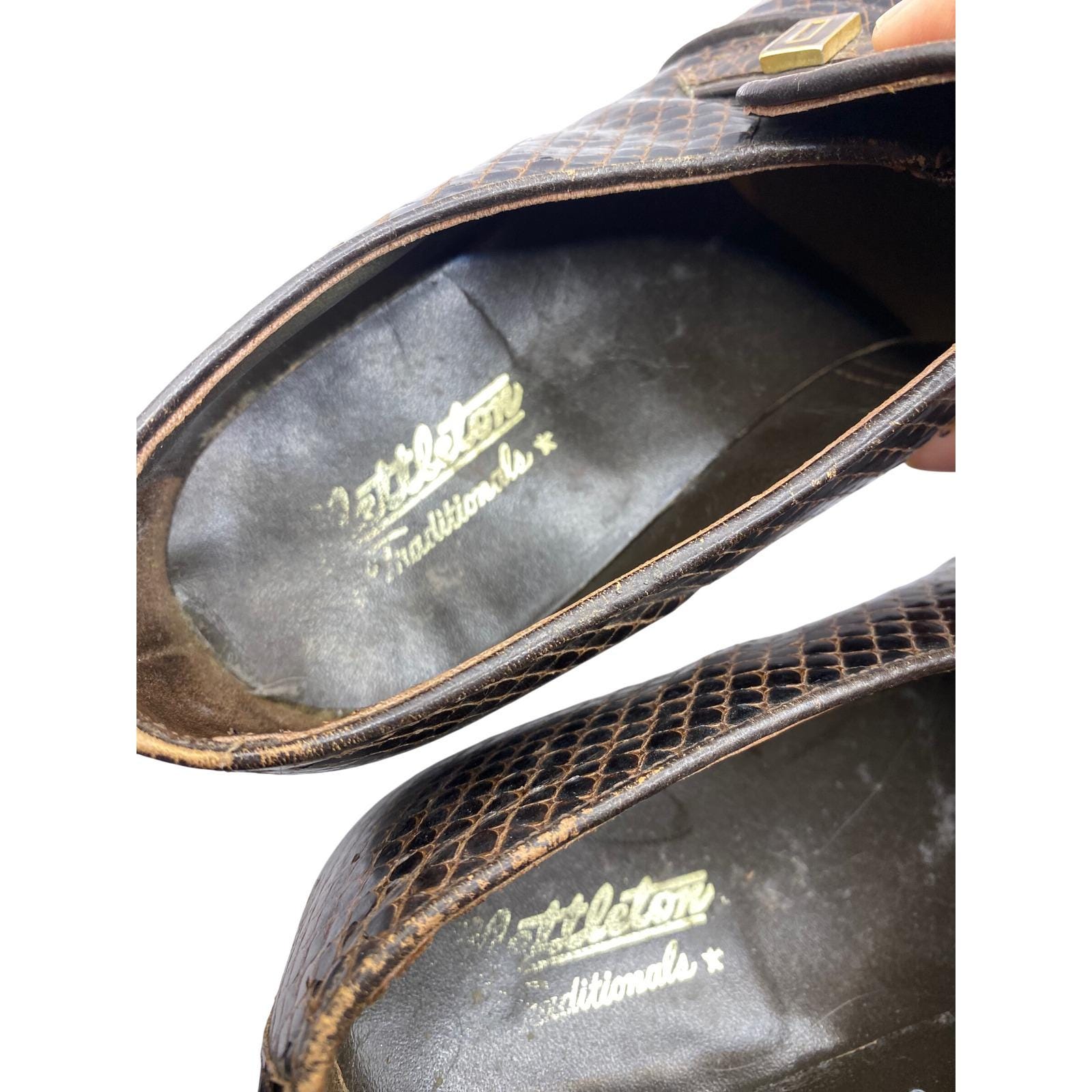 Nettleton Traditionals Brown Snakeskin Loafers Mens 9 Vintage Dress‎ Shoes Nettleton Traditionals Brown Snakeskin Loafers Mens 9  main image 3