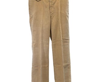 Vintage The Gallery by Haggar Mens Tan Wide Corduroy Pants 31x30 Straight 70s