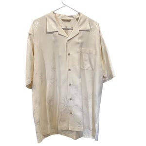 Vintage Tommy Bahama Mens Large Silk Bamboo Hula Girl Embroidery Camp Shirt