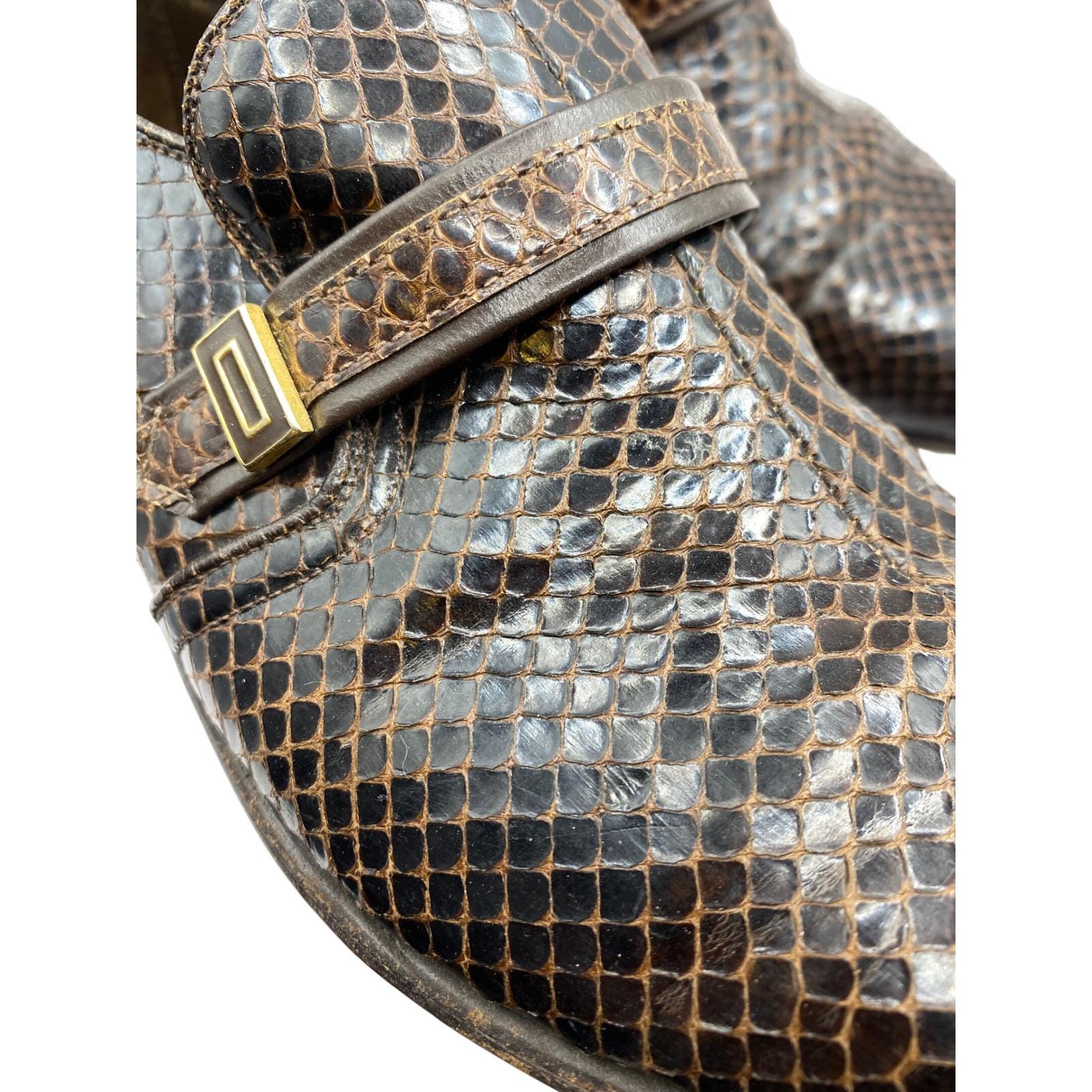 Nettleton Traditionals Brown Snakeskin Loafers Mens 9 Vintage Dress‎ Shoes Nettleton Traditionals Brown Snakeskin Loafers Mens 9  main image 4
