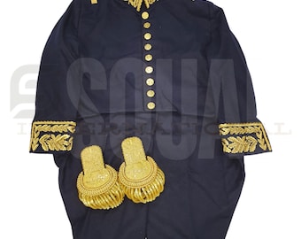 Napoleontisch Frans officiersuniform met epauletten – 19e-eeuwse militaire slipjas – historisch re-enactmentkostuum