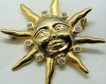 Fabulous Vintage Gold Sun Brooch