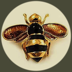 Vintage Gold-tone Enamelled Bee Brooch image 1