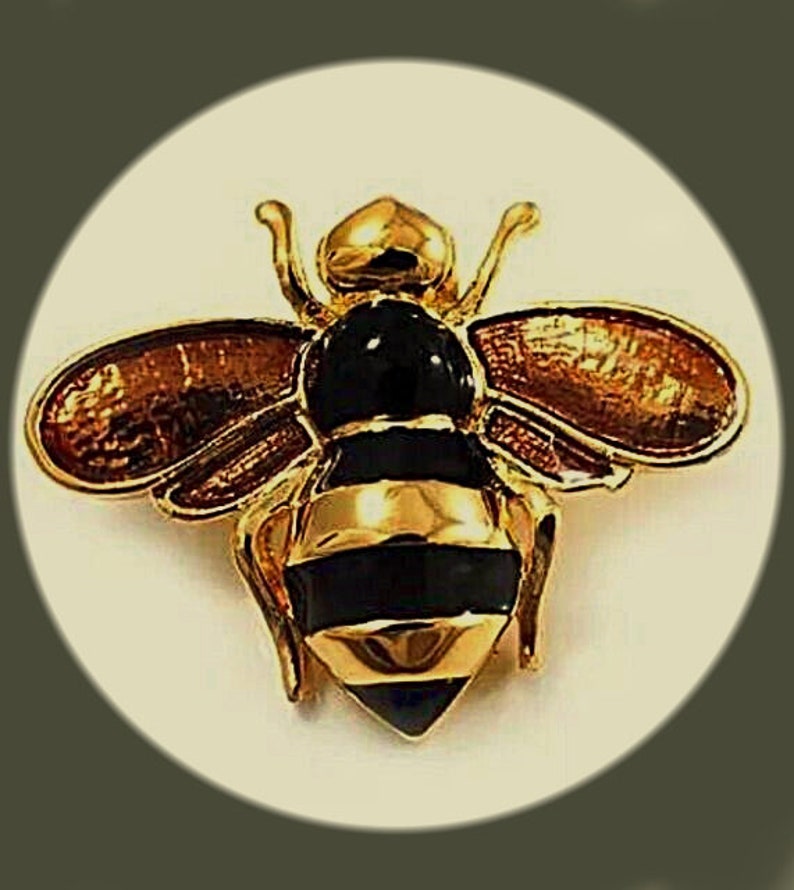 Vintage Gold-tone Enamelled Bee Brooch image 1