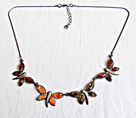 Vintage Autumnal Butterfly Necklace - image 1