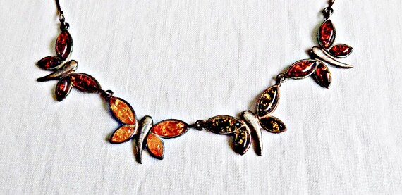 Vintage Autumnal Butterfly Necklace - image 3